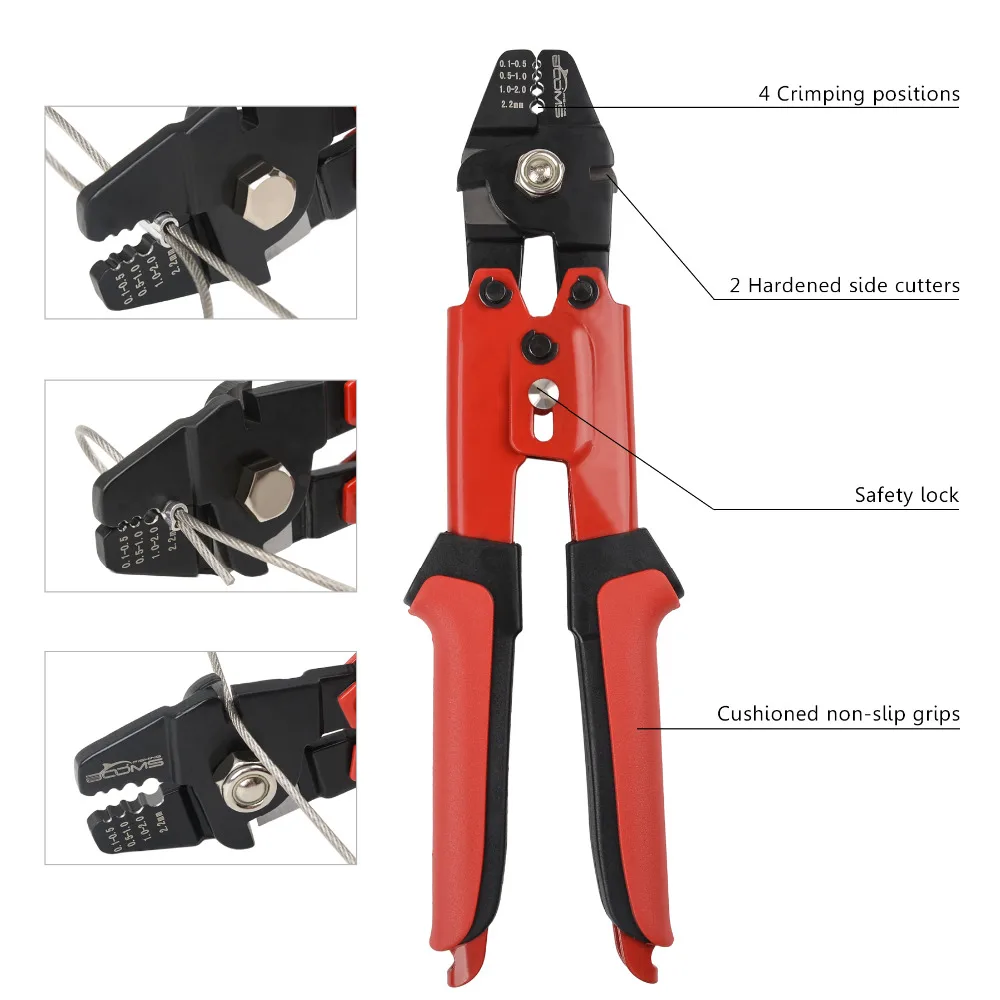 Обжимные плоскогубцы для рыбалки Booms, подходящие для 0,1-2,2 мм втулки с бокорезами для вырезания лески