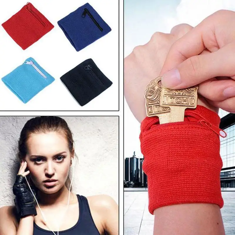 Zipper Wrist Wallet Pouch Band Zipper Running Travel Gym Cycling Safe Key Card Sports Bag Cotton Storage Comfortable For Running