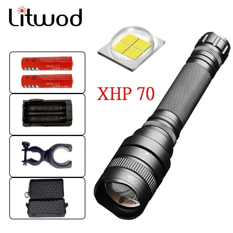 Litwod Z201515 CREE XHP70 светодиодный фонарик 8000 лм алюминиевый сплав масштабируемый