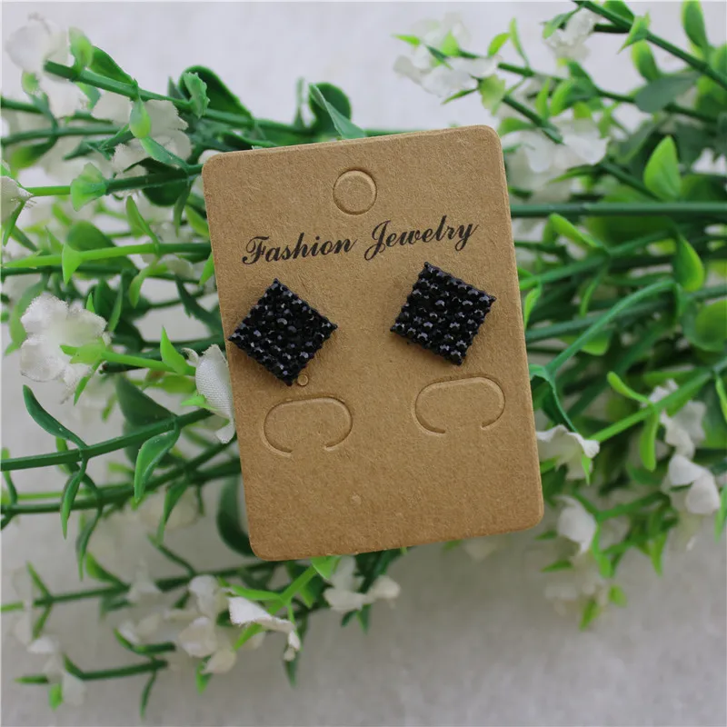Японский и корейский стиль черный темперамент квадратный сплав инкрустированные полудрагоценные камни Дикие ретро серьги