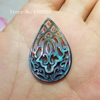 

10pcs/lot 24x35mm Natural Hollow Flower Mother of Pearl shell for DIY Jewelry Hollow Hamsa Flower MOP Pearl shell Beads