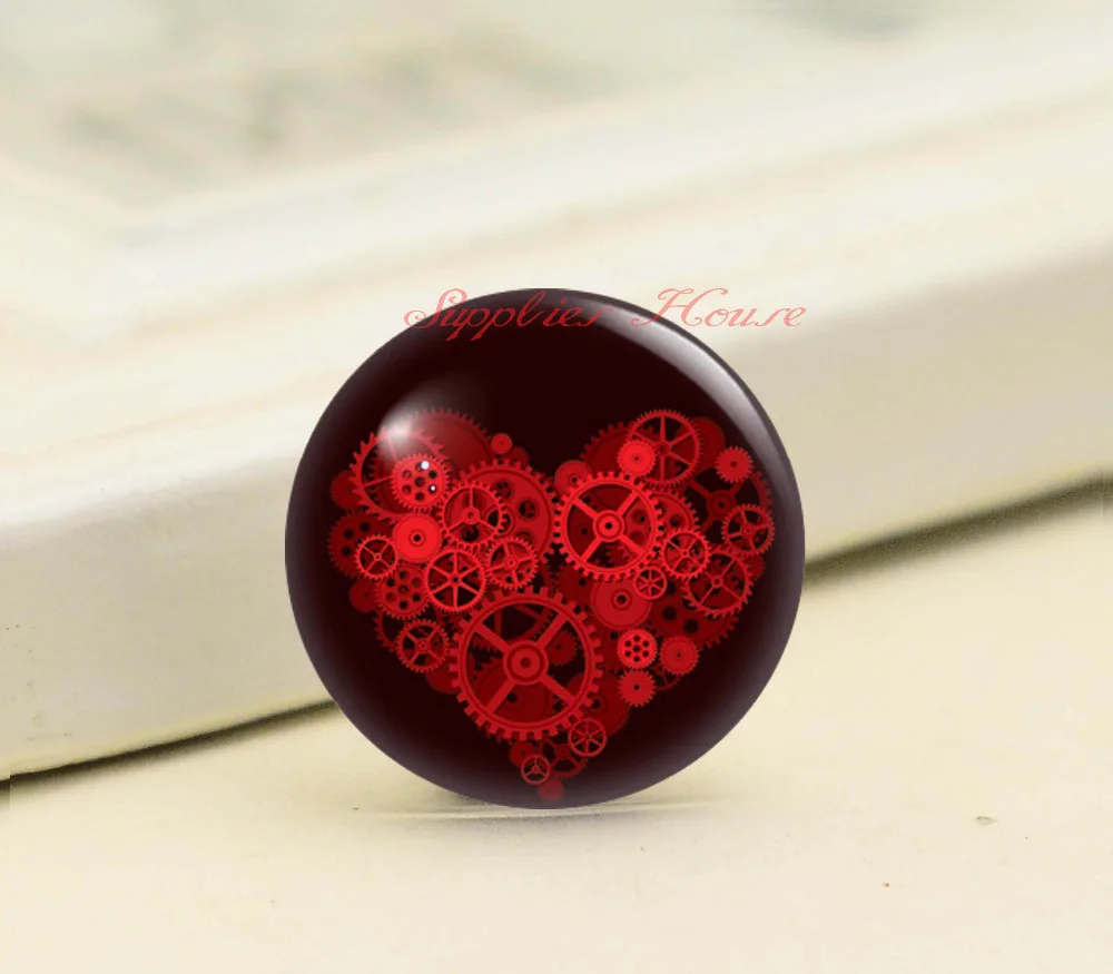 

Handmade Round Heart photo glass Cabochons, Jewelry Finding Cameo Pendant Settings, (F008-1449)