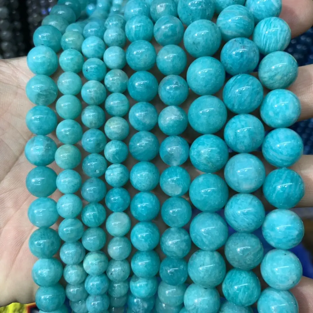 Natural Grade AAA Blue Amazonite Gemstone Round Beads Free Shipping Strand 15" 