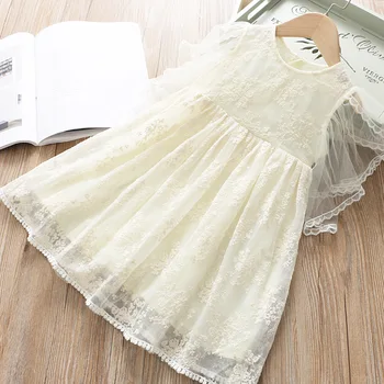 

Roimyal Wholesale girl's butterfly sleeve dress 2019 Spring/Autumn new children's princess children's lace dress free shipping