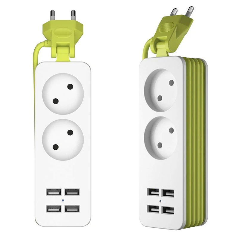 Travel Power Strip Portable Charging Station 4 USB Without Surge Protector Short Extension Cord  for Office/Business Trip