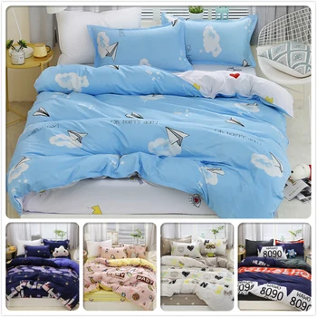 

Blue Grey Quilt Comforter Duvet Cover 3/4 pcs Bedding Set Single Twin Full Queen King Size Adult Kids Bed Linen Bedlinen 150x200