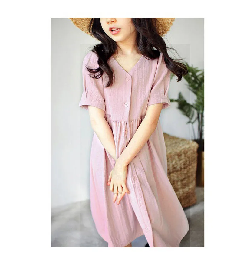 long summer dresses casual teenage girl clothing pink blue maxi toddler girls dresses 2018 cotton mother daughter clothes 4 5 6 7 8 9 10 11 12 13 14 15 16 17  years old little big girls dress new arrivals children dresses girls (5)