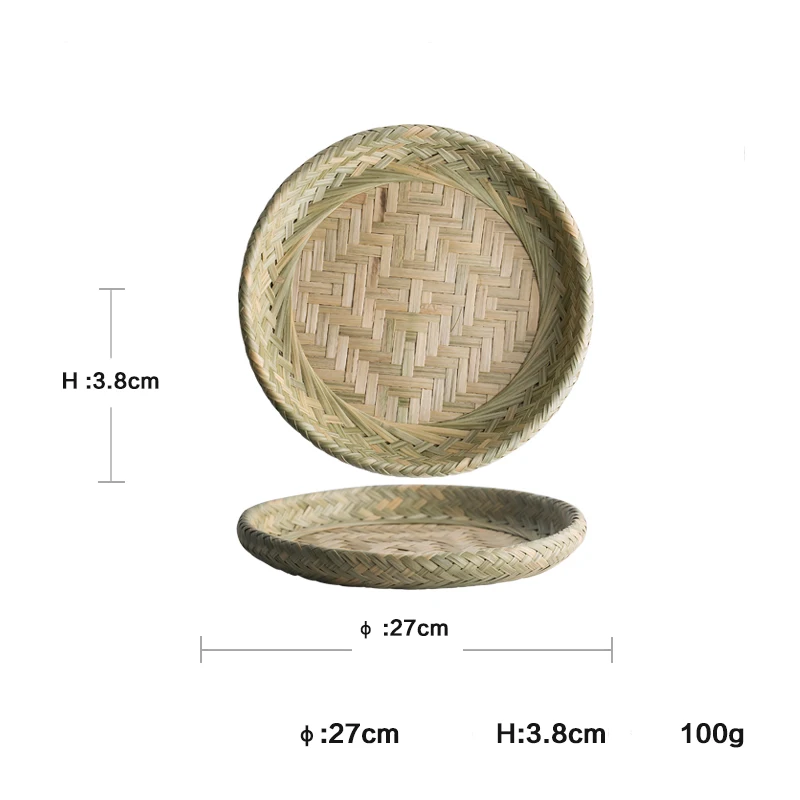 Бамбуковая тарелка для десерта, поднос для чая, хлеба, торта, фруктов, кухонные тарелки, круглый органайзер для еды, тарелка, Аксессуары для фотографии - Цвет: Big