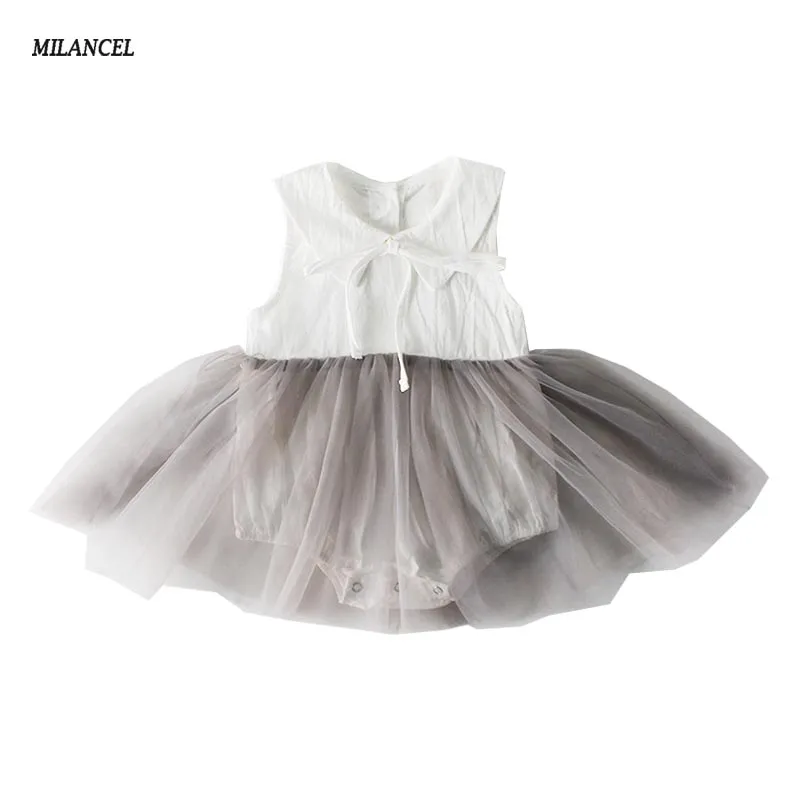 

MILANCEL 2019 Summer Baby Clothing Tutu Skirt Style Bodysuit Peter Pan Collar Bodysuit toddler Girls Clothes
