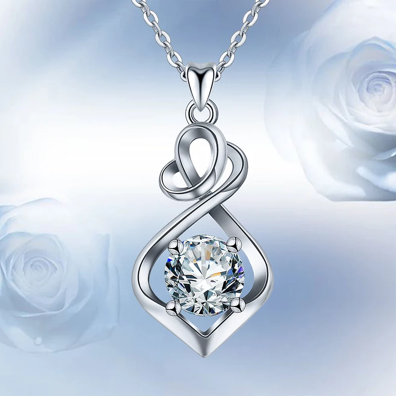 

Angel Caller 925 Sterling Silver CZ Zircon Penadant Necklaces Water Drop Fine Silver Jewelry for Women Girls Romantic Gift
