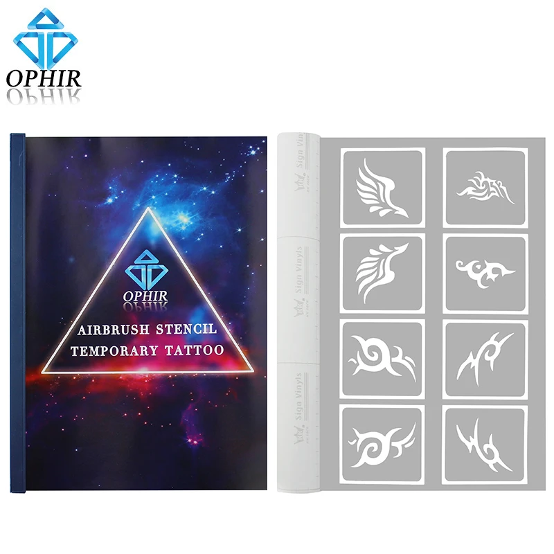 OPHIR 281PCS Pattern Airbrush Stencils Set A4 Booklet for Temporary Tattoo Airbrush Kit Body Art Tattoo Accesory _TA109 OPHIR 281PCS Pattern Airbrush Stencils Set A4 Booklet for Temporary Tattoo Airbrush Kit Body Art Tattoo Accesory _TA109