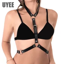 UYEE пикантные туфли из искусственной кожи бюстье со шлейкой корсет подтяжки Для женщин нижнее белье Пояс панк-рок регулируемый кожаный топ из ремешков
