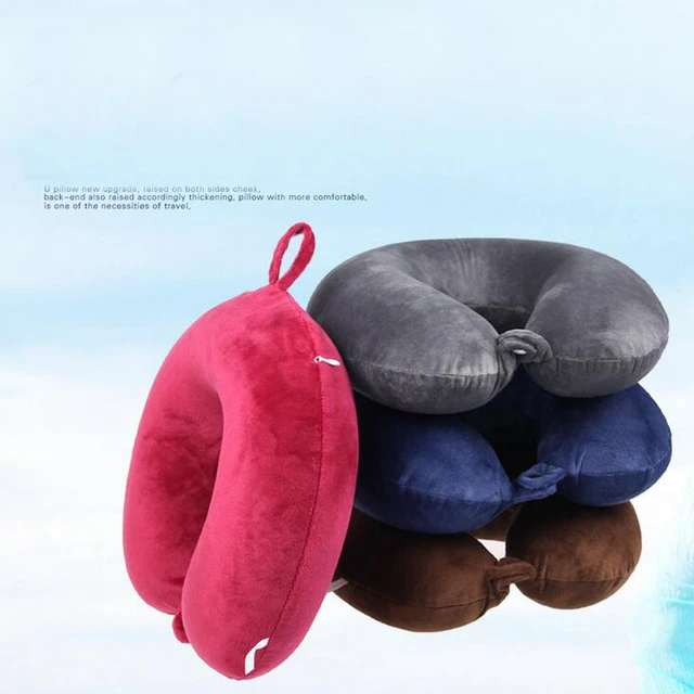 Micro Bead Travel Pillow Memory Foam U Shaped Neck Pillow Cushion for Plane  purple 