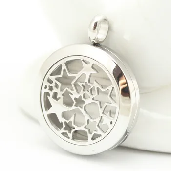 

10pcs/lot 30mm Stainless Steel Stars Essential Oil Diffuser Perfume Locket Pendant with Pads