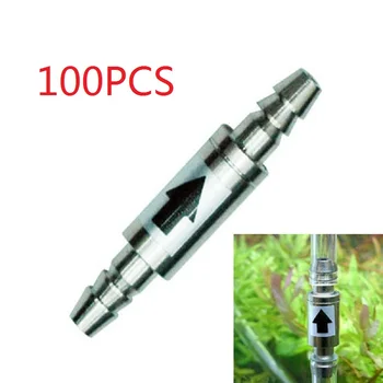 

100PCS Fish Tank Stainless Steel CO2 Check Valve One Way Anti-backflow Non-Return Aquarium 4/6mm Line Tubing Regulator Diffuser