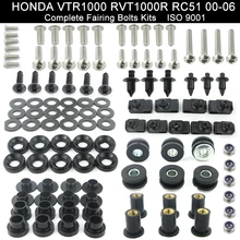 Kits de motocicleta Carroçaria Carenagem Completa Parafuso Parafusos Porcas Arruela Inoxidável Fastener Fit Para HONDA VTR1000 RVT1000R RC51 2000-06