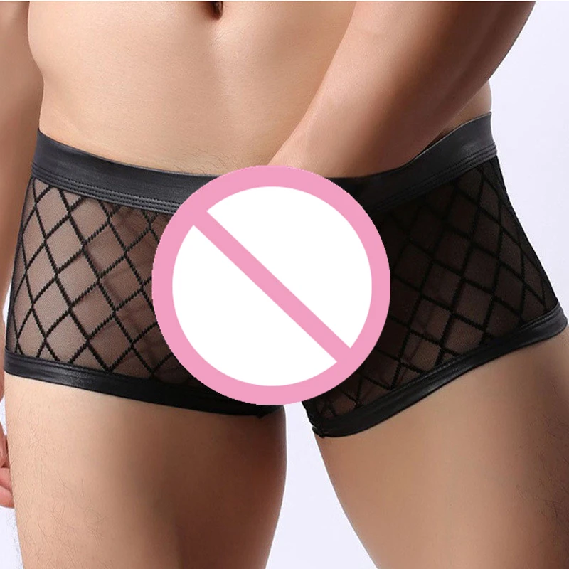 

sexy lingerie menmesh black underwear transparent stage club wear plus size transparent panties mens