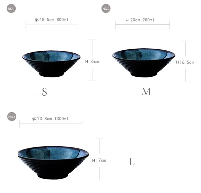 Японская миска для лапши, бытовая чаша ramen, подглазурная цветная посуда, миска для салата, супа, большой набор чаш быстрого приготовления