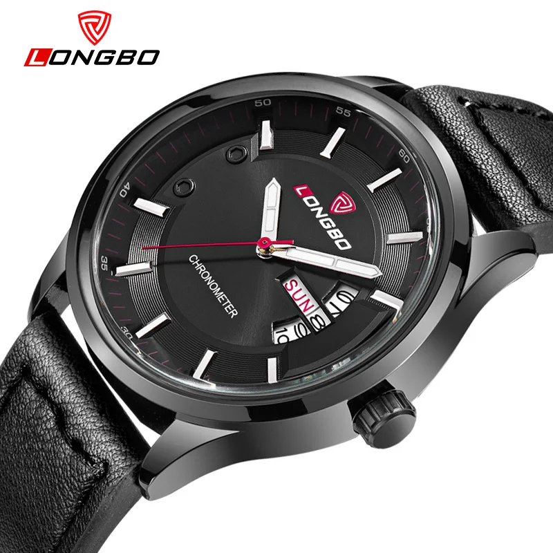 

Longbo fashion casual brand military quartz watch vintage waterproof luxury leather strap watches men big dial relogio masculino