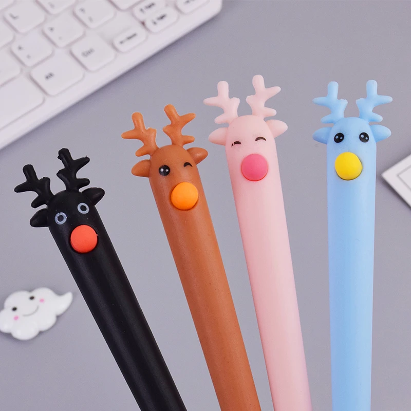 

1 Pcs/Lot Cartoon Christmas moose student gel pen Silica gel writing pens stationery canetas material escolar school supplies