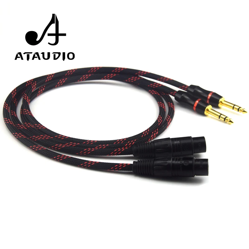 ATAUDIO 1 пара HIFI двойной 6 35 мм к двойному XLR женскому аудиокабелю 4N OFC 5 TRS to 2