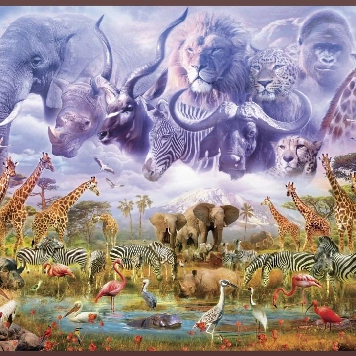 Waterhole Guardians Poster Print by Jan Patrick (18 x 9)
