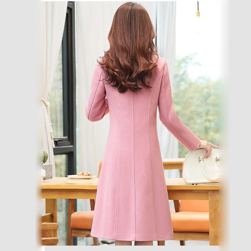 2018 New Hot Sale Woman Wool Coat Winter thick Jacket Women Slim Woolen Long Cashmere Coats Cardigan Jackets Elegant Blend