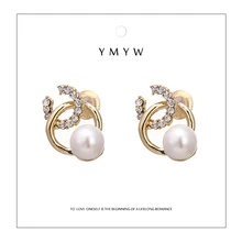 YMYW изысканные шикарные серьги-гвоздики с искусственным жемчугом стильные уникальные роскошные серьги 16 к с металлическими кристаллами для женщин Orecchini Donna