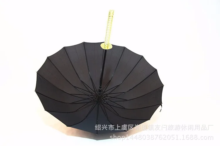 Черный самурайский меч Kantana Sun Rainny Umbrella Ninja-like прямой длинный-ручка аниме Mt. fuji 24 ребра ручной открытый и закрытый