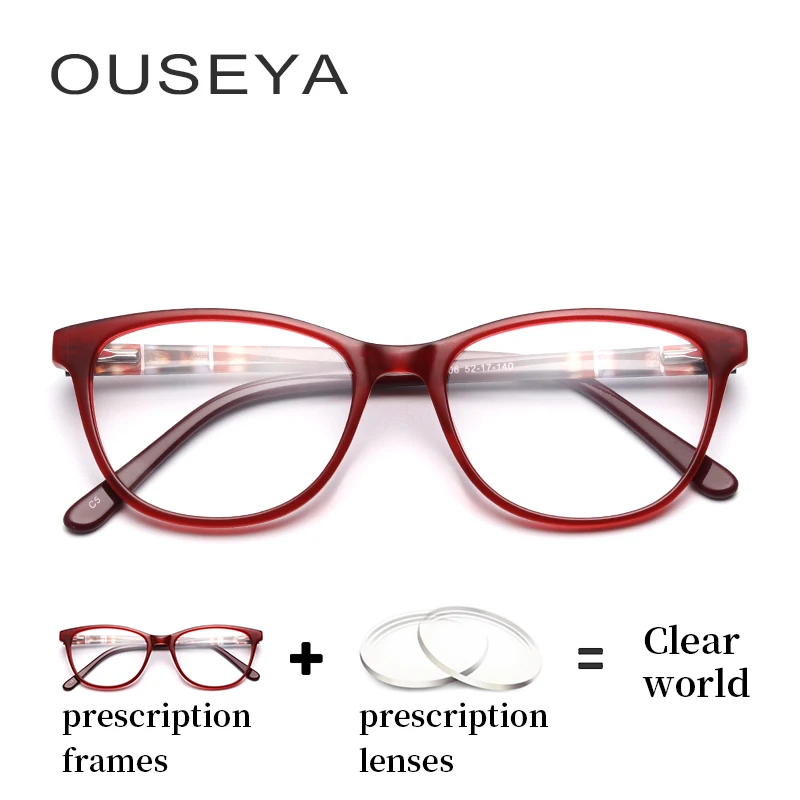 

Acetate Glasses Women Optical Retro Myopia With Diopter Lens Aspherical Transition Computer Reading Prescription Glasses #F1706