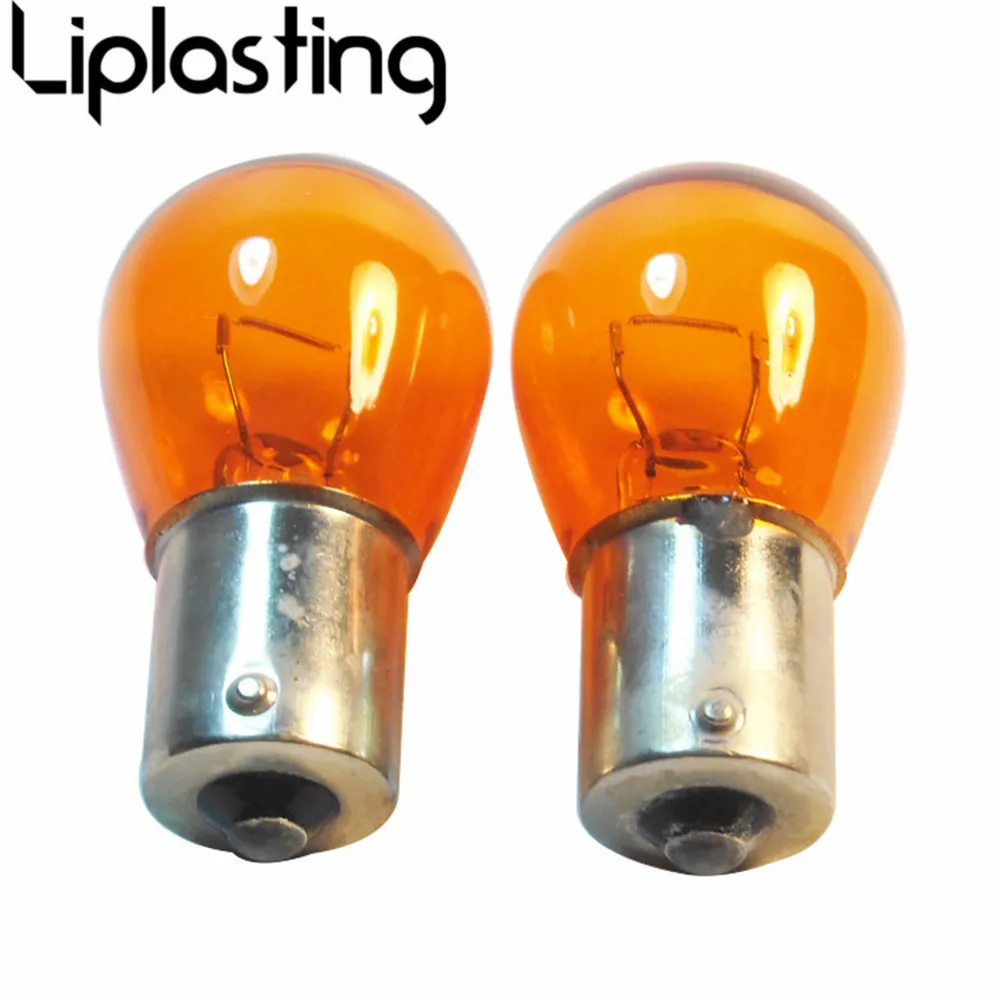 Liplasting 4pcs Amber Large Bulb 1156 PY21W BA15S Base Lamp 21W