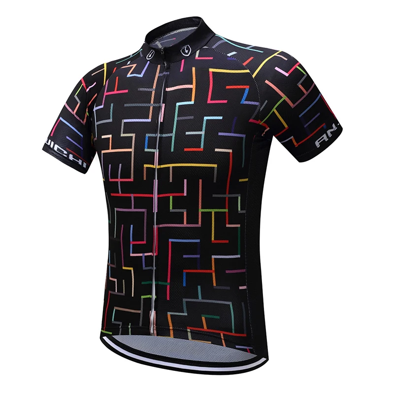 

Summer Cycling Jersey Colorful Geometric Lines Breathable Quick Dry Short Sleeve Riding Jerseys Customized/Wholesale Service