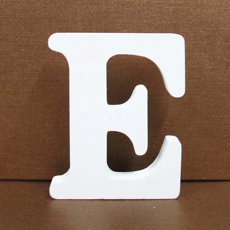 1pc 8cm 0-9 A-Z Free Standing White Wooden Numbers Letters Personalised Word Name Design Creative Art Craft Wedding Home Decor - Цвет: E