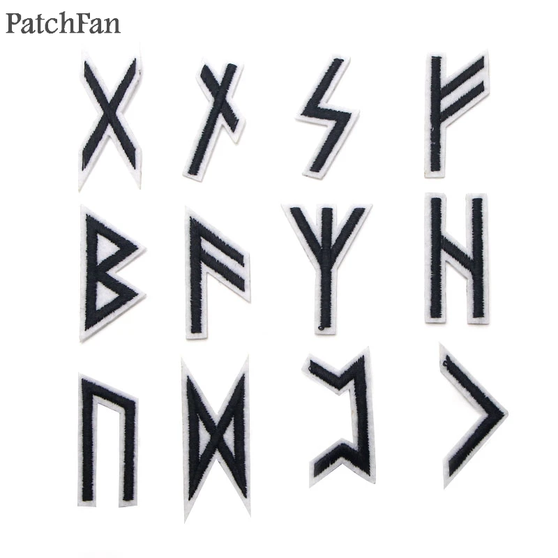 Patchfan руны викингов 24 шт. Вышитые заплаты para одежда аппликации для