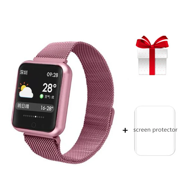 

P68 smart bracelet+screen protector/set women wristband Color Screen Smart Band Blood Pressure Heart Rate Monitor VS B57 P70