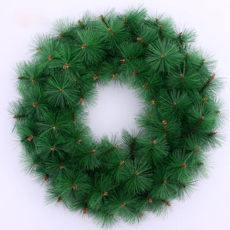 

45CM High quality Solid Color Environmental protection PET Pine needles Christmas tree wreath party Decorative pendant ornaments
