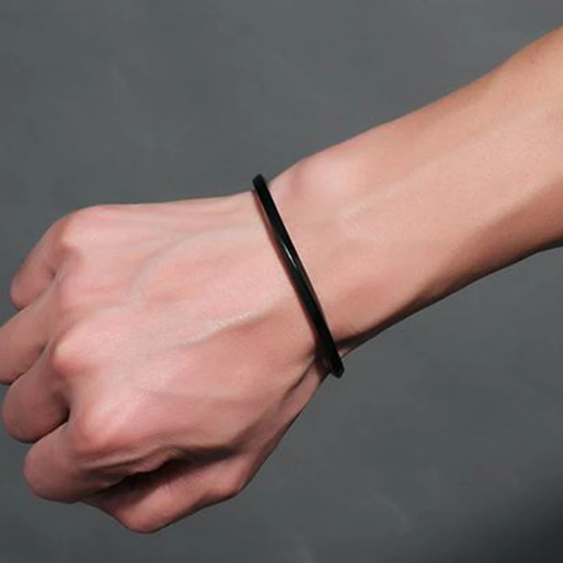 Black Silver Color Cuff Bangle for Man and Women Quality 316L Stainless Steel Punk Bangle Bracelet Titanium Jewelry 6