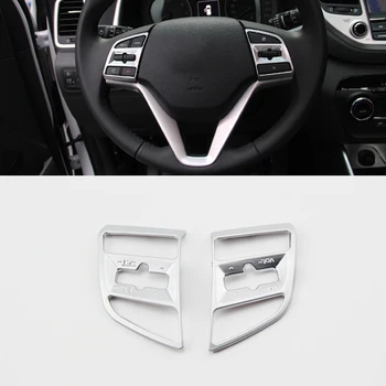 

For HYUNDAI TUCSON TL 2015-2017 ABS Matte Steering Wheel Interior Frame Decoration cover Trim Car Stickers Accessories 2pcs