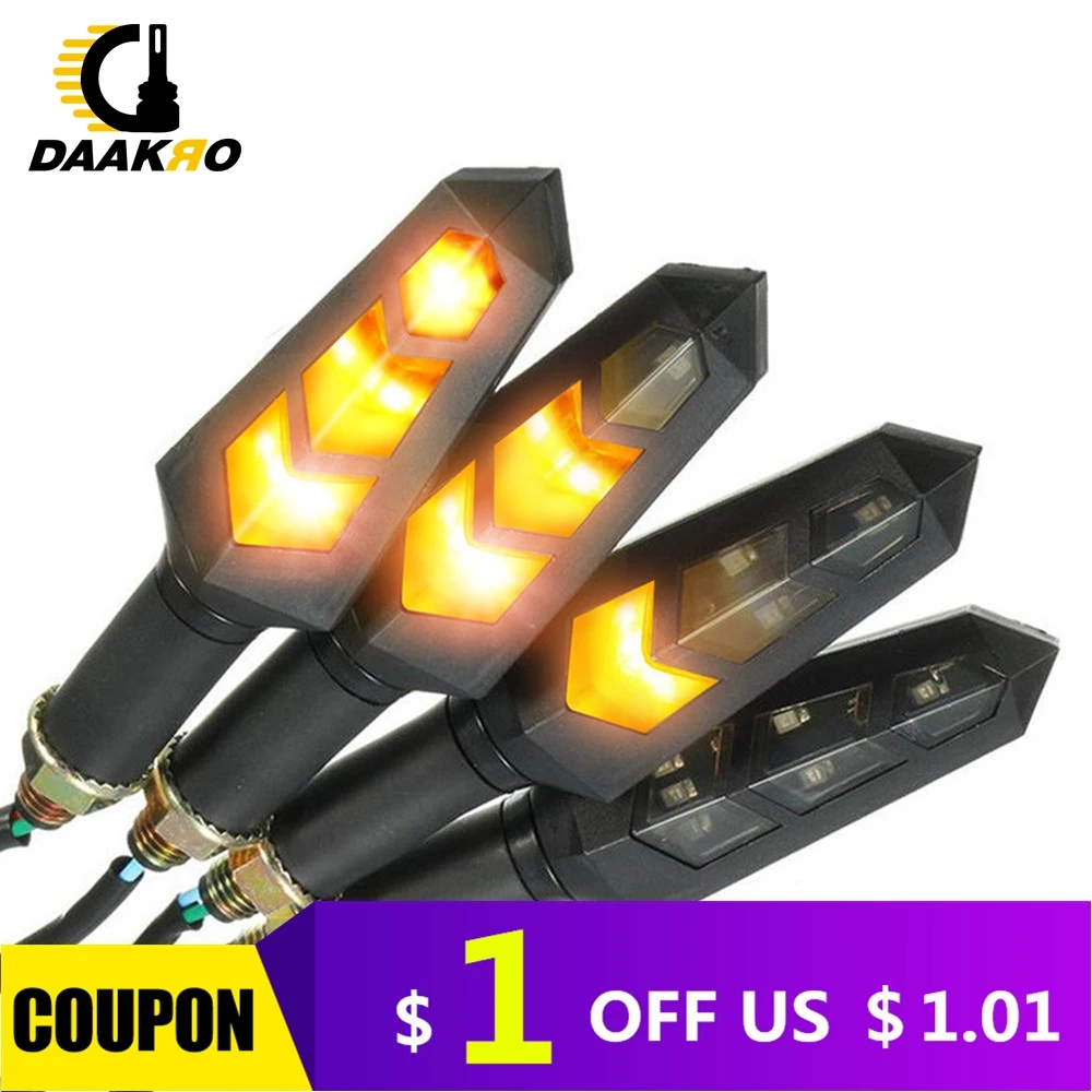 

4PCS 6 LED 12V Universal Flicker Flowing Water LED Light Motorcycle Turn Signal Indicators Blinkers Flexible Amber Light