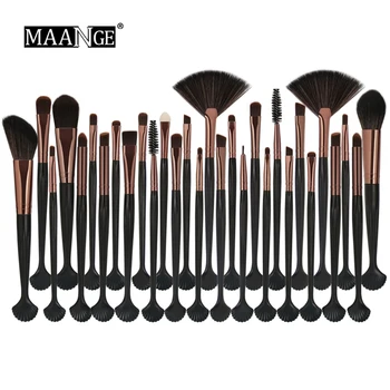 

MAANGE 30Pcs Makeup Brushes Set Power Eye Shadow Brow Lip Concealer Fan Beauty Cosmetic Eyes Face Shell Make Up Brush Tool Kit