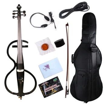 

5 String 4/4 Electric Cello Black Cello Powerful Sound Cello bow Bag #1446