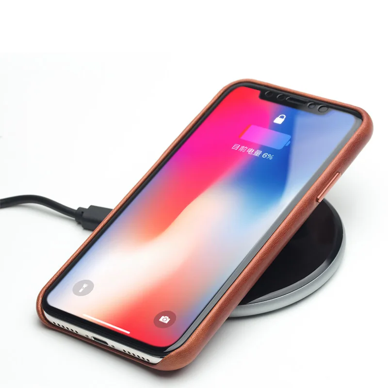 

QIALINO for iphone X Genuine Leather Case for iphone X 10 Real Leather Luxury Ultra slim Back Cover for5.8 inches Hole for logo