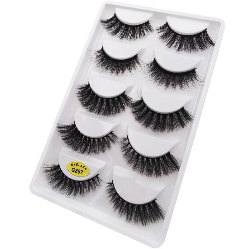 

5 pairs mink eyelashes natural long 3d false lashes 1 box 3d mink lashes false eyelash full strip lash 1cm-1.5cm By LEHUAMAO