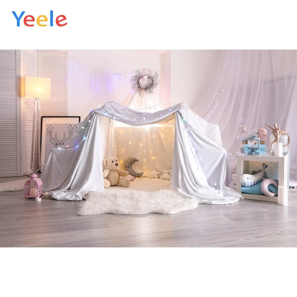 

Yeele Photo Background Tent Wigwam Baby Toys Teddy Bear Bulb Screen Curtain Birthday Party Photography Backdrops Photo Studio