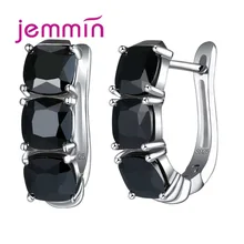Brincos de argola feminino de luxo cor preta cristal strass forma u venda quente 925 prata esterlina festa moda jóias