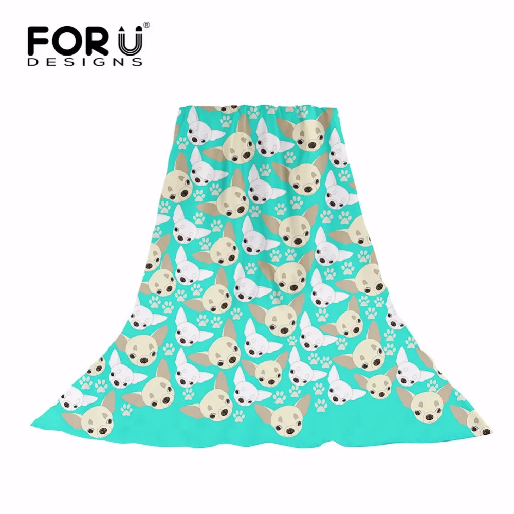 

FORUDESIGNS Cartoon Chihuahua Printing Women Long Silk Scarves Bandana Foulard Summer Beach Pashmina Female Soft Echarpe Manta