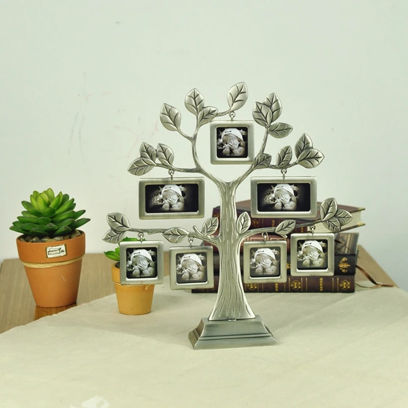 

Family Happiness Frame Photo Frame Metal Creative Tree Shape Crafts Zinc Alloy picture frames wall photo frame WZJ023