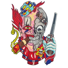 Нашивки с вышивкой для одежды клоун с пистолетом мотоцикл железо на заказ нашивка для куртки полная спина панк байкерские наклейки одежда