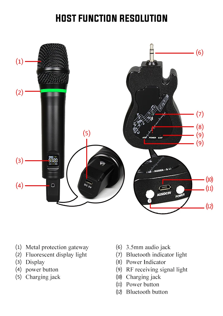 Microfone sem Fio Microfone para Casa Transmissão ao Vivo Amplificador de Potência Nova Universal Handheld Teatro Alto Falante Misturador Áudio 2021 Uhf - Image 6