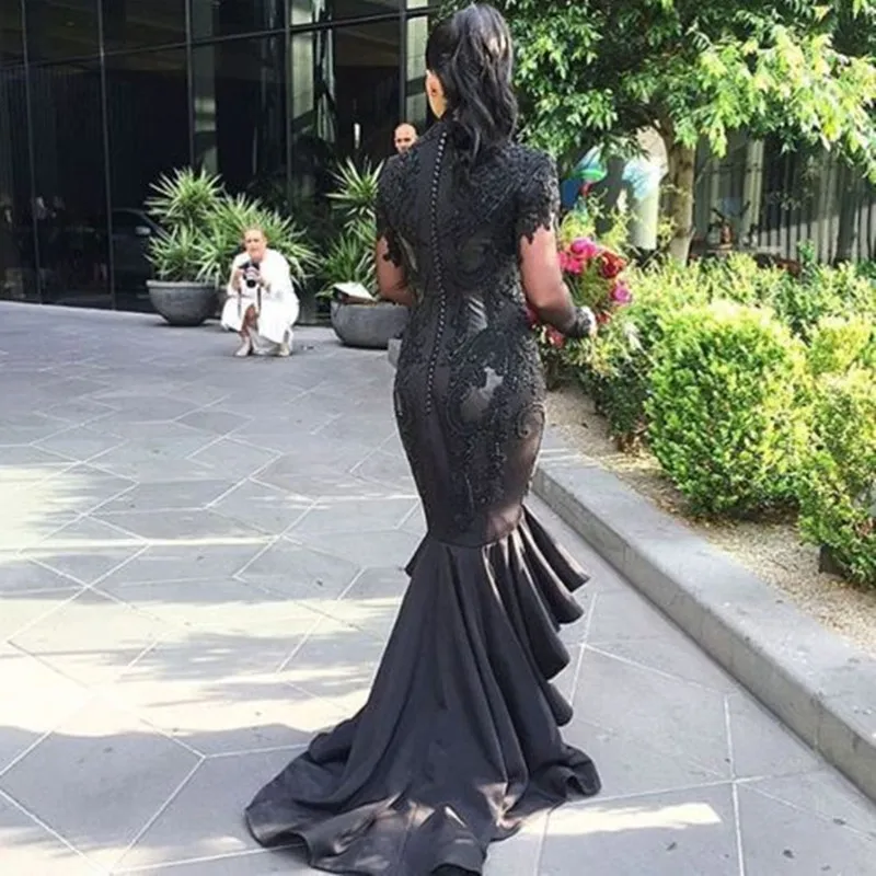 New-Style-Saudi-Arabia-Mermaid-Prom-Dresses-High-Neck-Long-Sleeve-Party-Dress-Appliques-Evening-Dress (2)